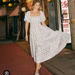 Hill House Matilda Dress in Butterfly Trellis Print Ellie Midi